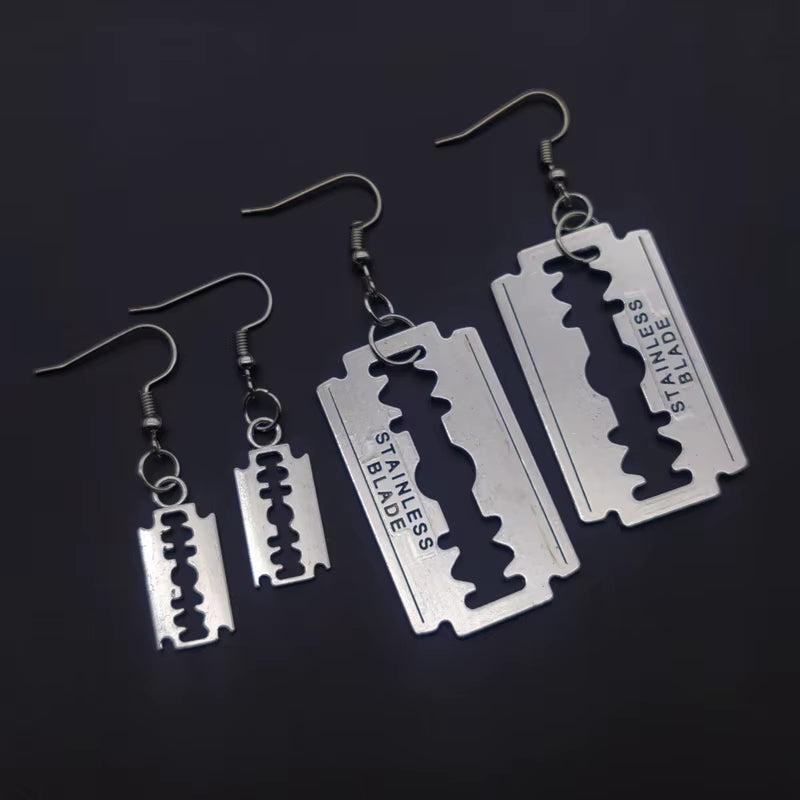 Funny Goth Punk Blade Earrings for Men Women Rock a Razor Blade Earrings E Girl 90S Grunge Aros Aesthetic Accessories Jewelry