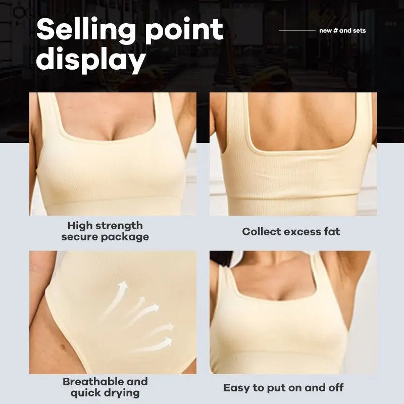 CZGUKE Women Bodysuits Sexy Ribbed Sleeveless Square Neck Sleeveless One Piece Tank Tops Bodysuits