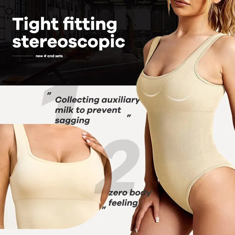 CZGUKE Women Bodysuits Sexy Ribbed Sleeveless Square Neck Sleeveless One Piece Tank Tops Bodysuits