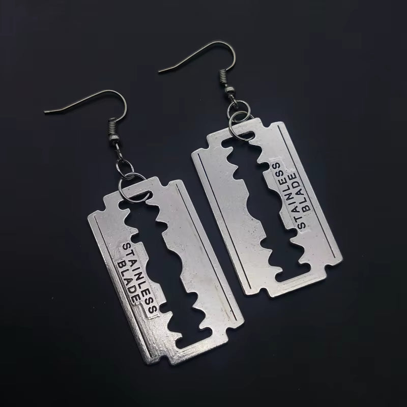 Funny Goth Punk Blade Earrings for Men Women Rock a Razor Blade Earrings E Girl 90S Grunge Aros Aesthetic Accessories Jewelry