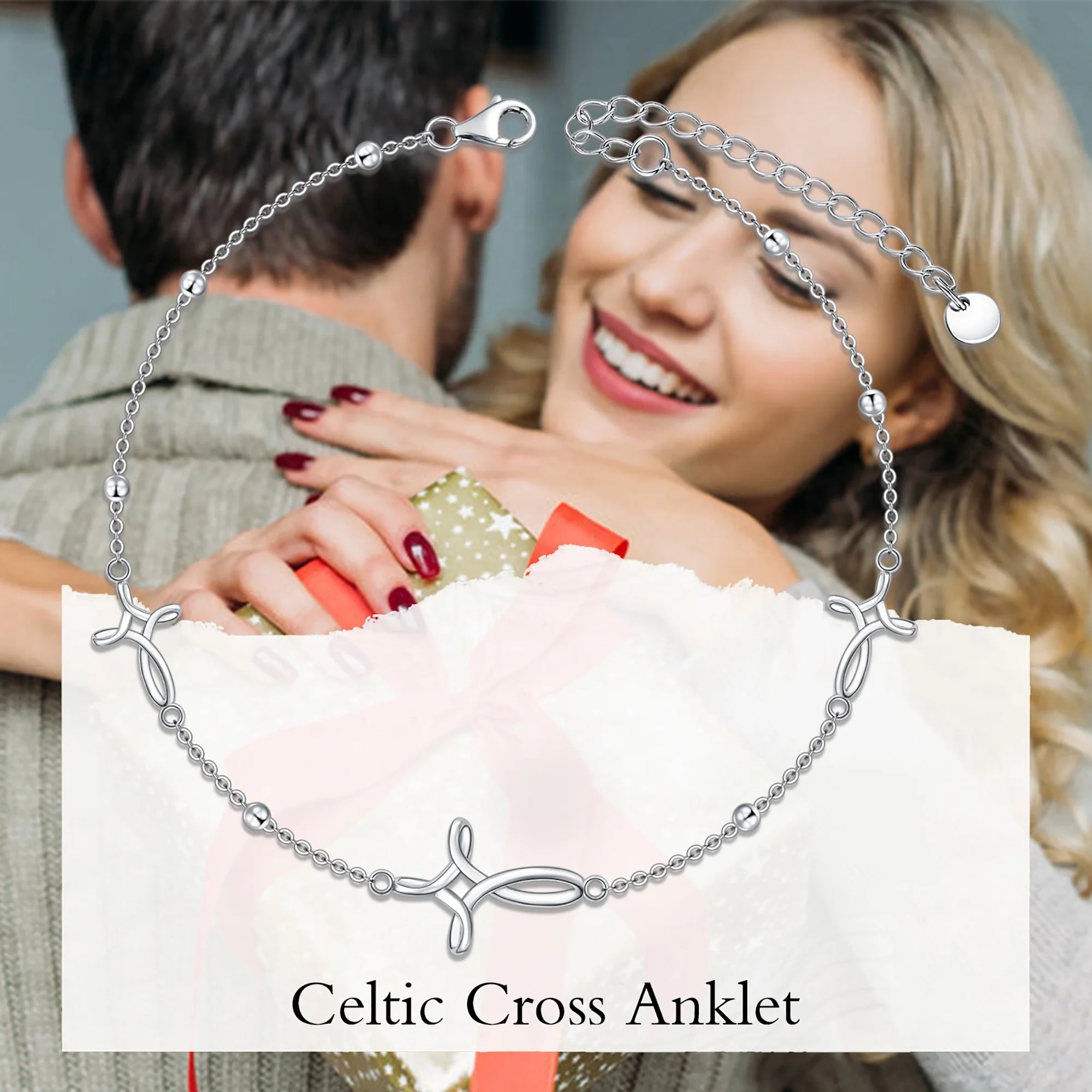 S925 Sterling Silver Cross Celtic Knot Ankle Bracelets Birthday Anniversary Mothers Day Christmas Gifts for Women