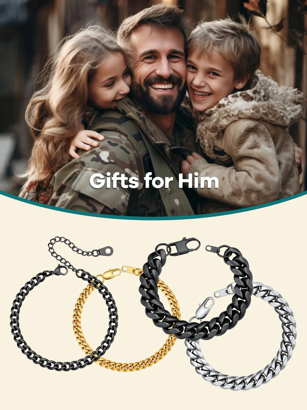 Gold Plated Bracelet for Men Chunky Cuban Bracelet 10MM 7.5 Inch Chain Bracelet Stainless Steel Gift for Him