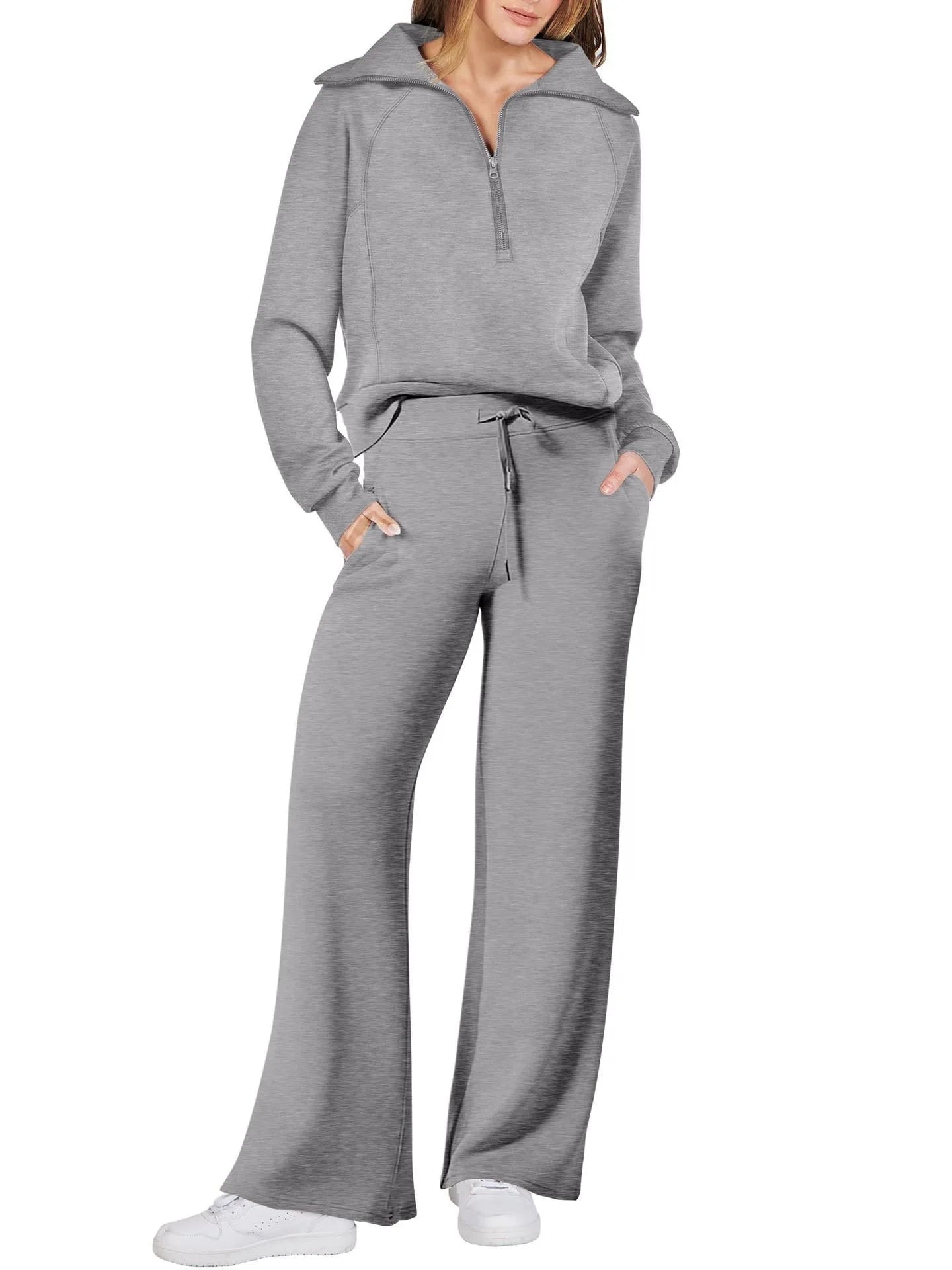 Women Sweatshirts Wide Leg Pants Two Pieces