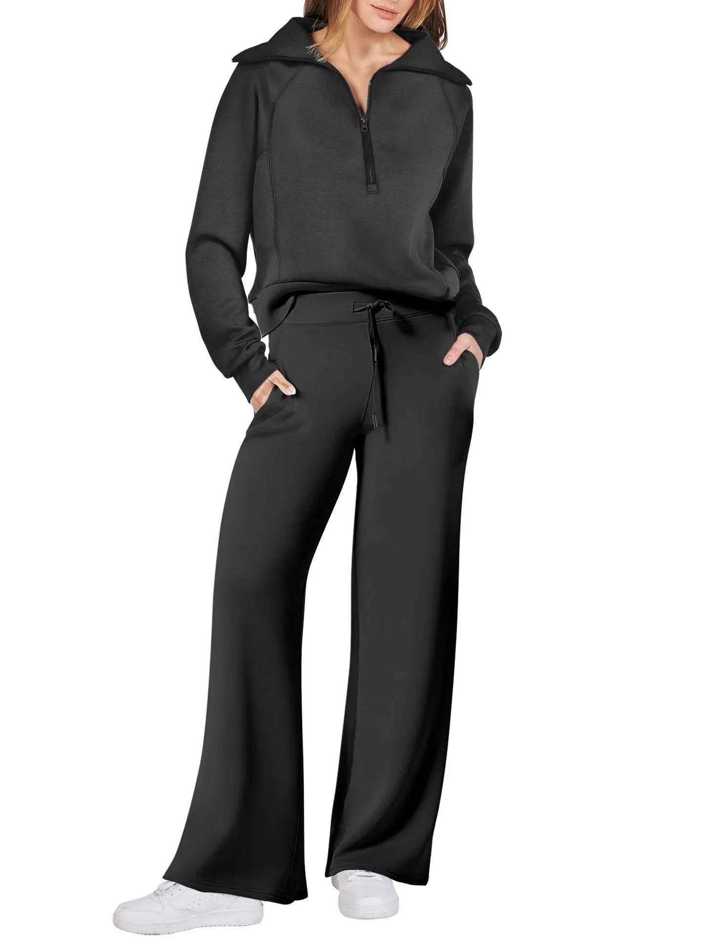 Women Sweatshirts Wide Leg Pants Two Pieces