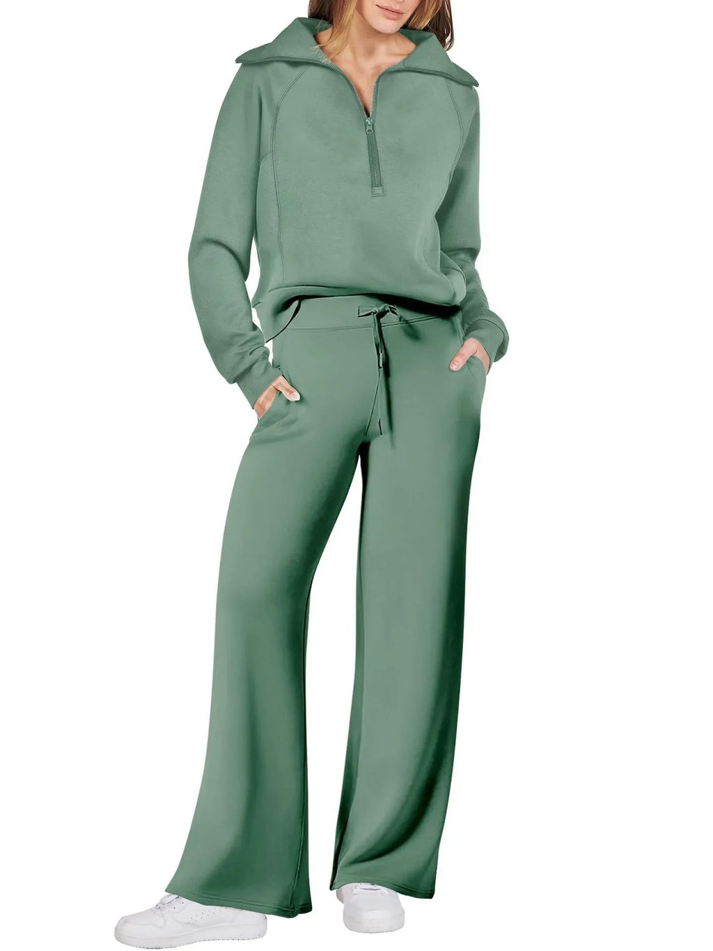 Women Sweatshirts Wide Leg Pants Two Pieces