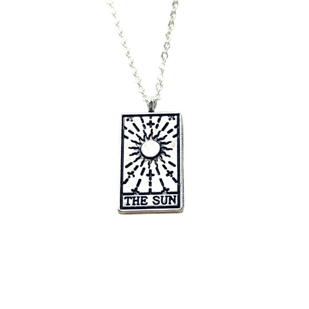 Tarot card necklace, sun, moon, star, fortune, silver magic jewelry
