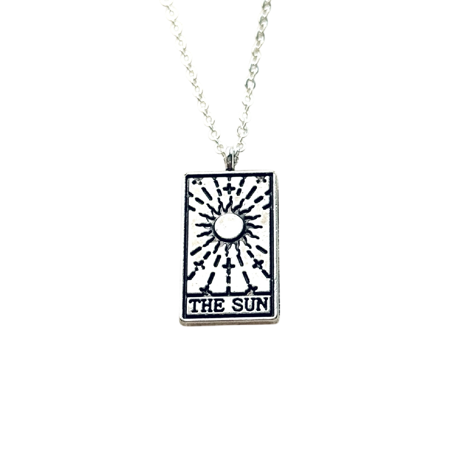 Tarot card necklace, sun, moon, star, fortune, silver magic jewelry