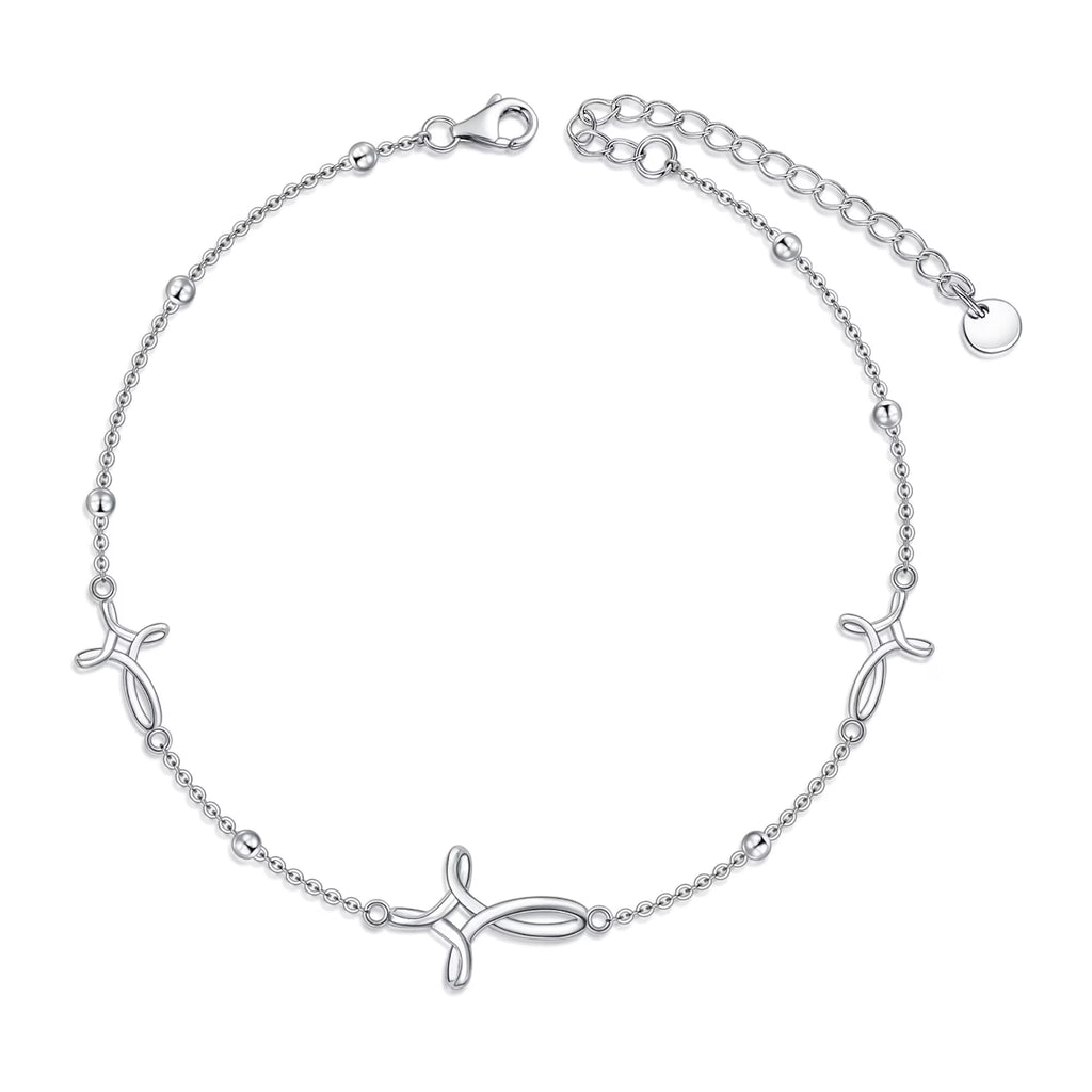 S925 Sterling Silver Cross Celtic Knot Ankle Bracelets Birthday Anniversary Mothers Day Christmas Gifts for Women