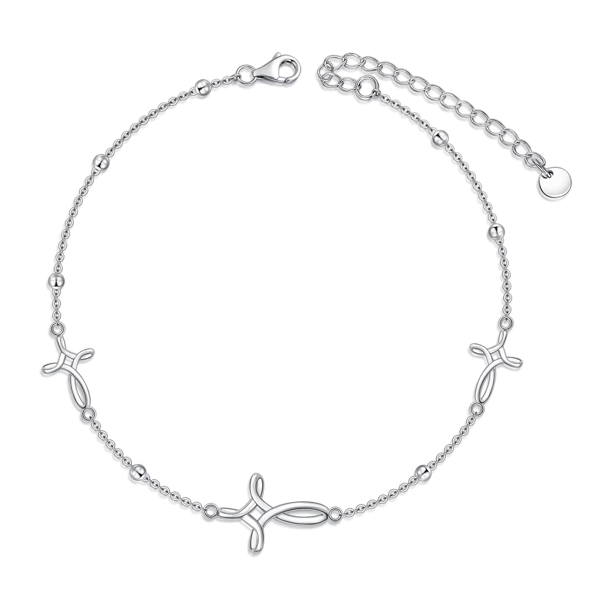 S925 Sterling Silver Cross Celtic Knot Ankle Bracelets Birthday Anniversary Mothers Day Christmas Gifts for Women