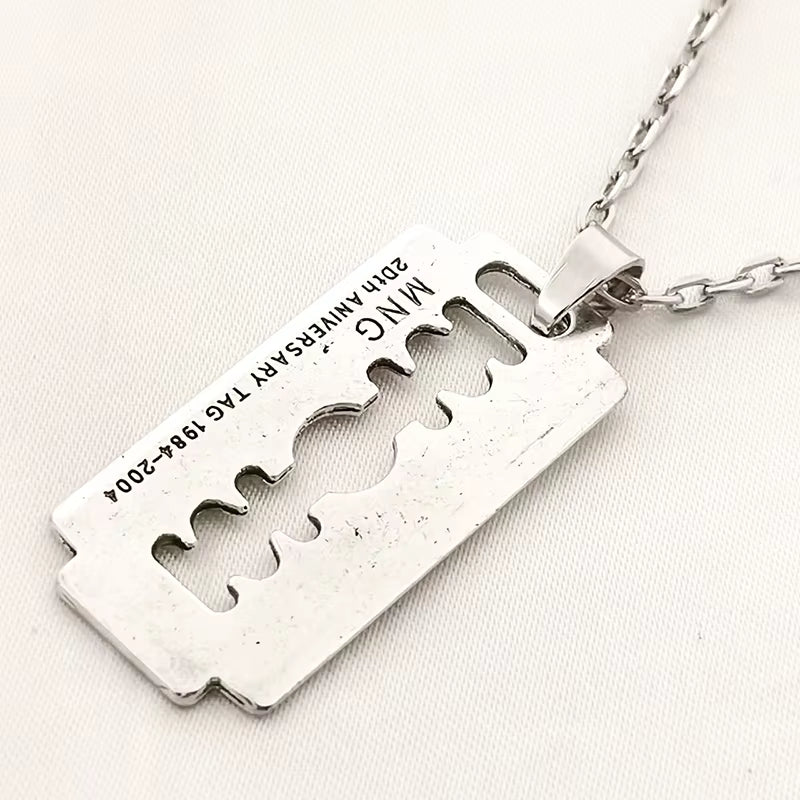 Razor Blade Pendant Necklace for Women Men Vintage Punk Goth Gothic Steampunk Accessories Grunge Rock Jewelry Y2K Aesthetic