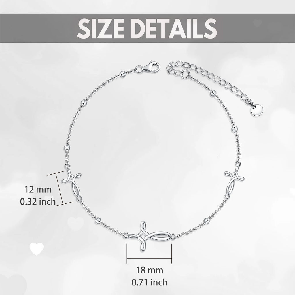 S925 Sterling Silver Cross Celtic Knot Ankle Bracelets Birthday Anniversary Mothers Day Christmas Gifts for Women