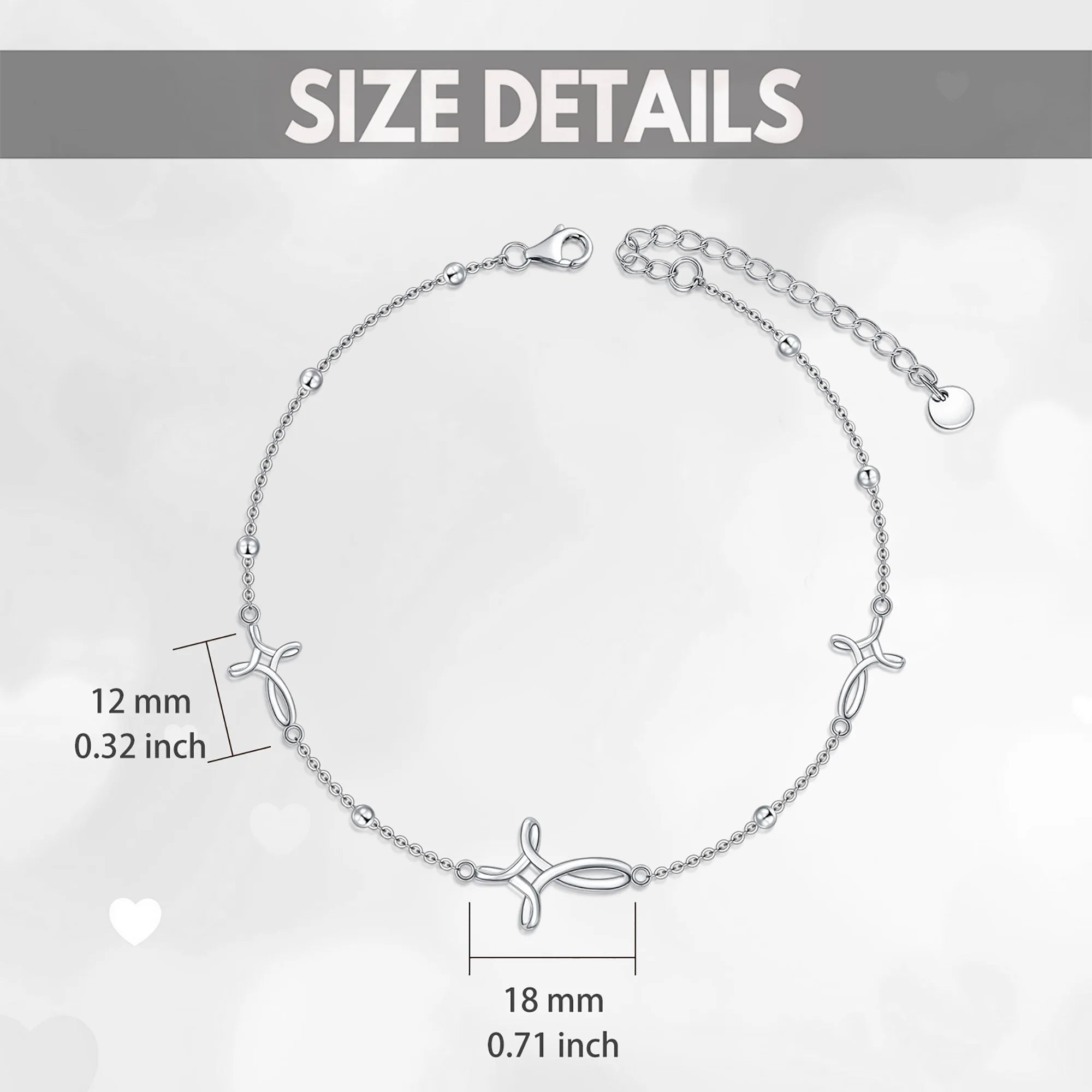 S925 Sterling Silver Cross Celtic Knot Ankle Bracelets Birthday Anniversary Mothers Day Christmas Gifts for Women