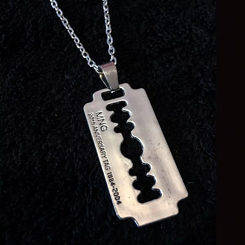 Razor Blade Pendant Necklace for Women Men Vintage Punk Goth Gothic Steampunk Accessories Grunge Rock Jewelry Y2K Aesthetic