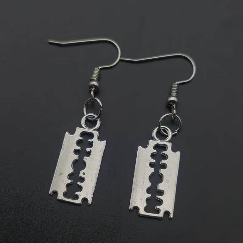 Funny Goth Punk Blade Earrings for Men Women Rock a Razor Blade Earrings E Girl 90S Grunge Aros Aesthetic Accessories Jewelry